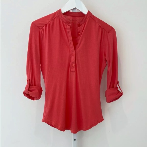 STEPHANIE B CORAL PIMA COTTON 3/4 SLEEVE T XS - Picture 2 of 14